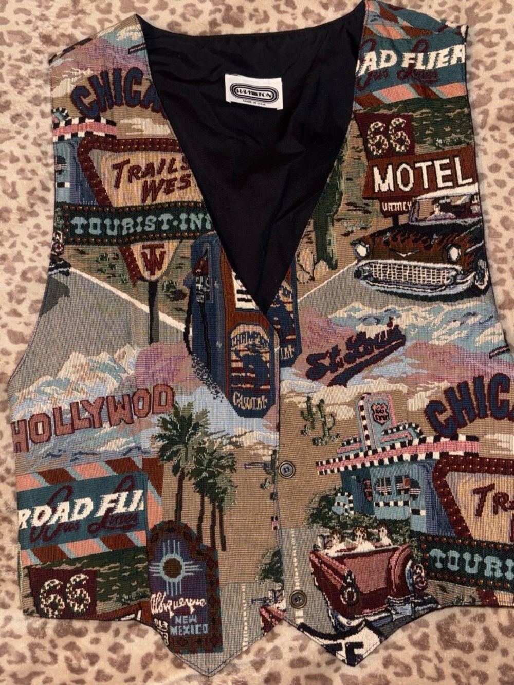 Vintage Hamilton Route 66 Tapestry Vest